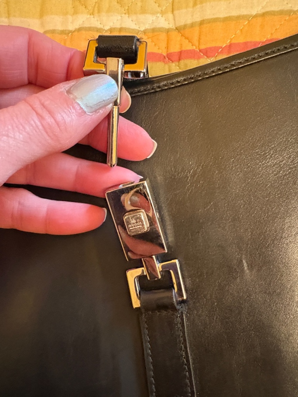 Vintage Gucci Jackie Black Leather with Silver Hardware - as is - repaired - Picture 5 of 13